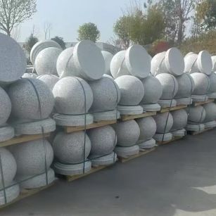 龙岩 白麻花岗岩石材圆球，石球，挡车球，隔离球，景观石球，风水球等