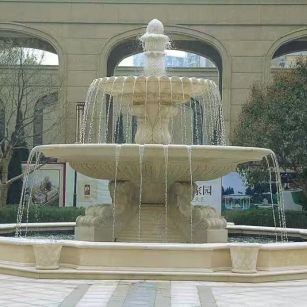 龙岩 黄金麻花岗岩异型加工——户外庭院石雕流水喷泉