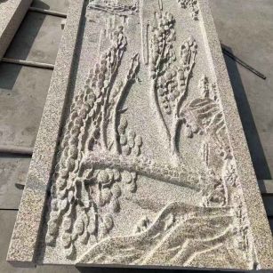 龙岩 黄金麻雕刻板浮雕迎客松