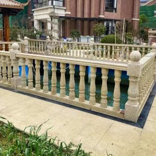 龙岩黄金麻花岗岩石材栏杆，扶手，将军柱，花瓶柱