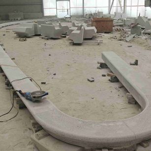 龙岩 芝麻白花岗岩弧形花坛石，坐凳石