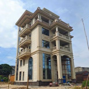 龙岩 黄金麻花岗岩石材别墅外墙干挂搭配（雕花栏杆花瓶柱门楼罗马柱）