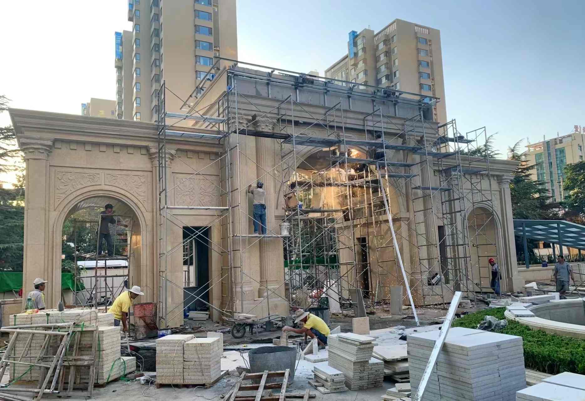 龙岩 黄金麻荔枝面花岗岩小区门楼外墙干挂