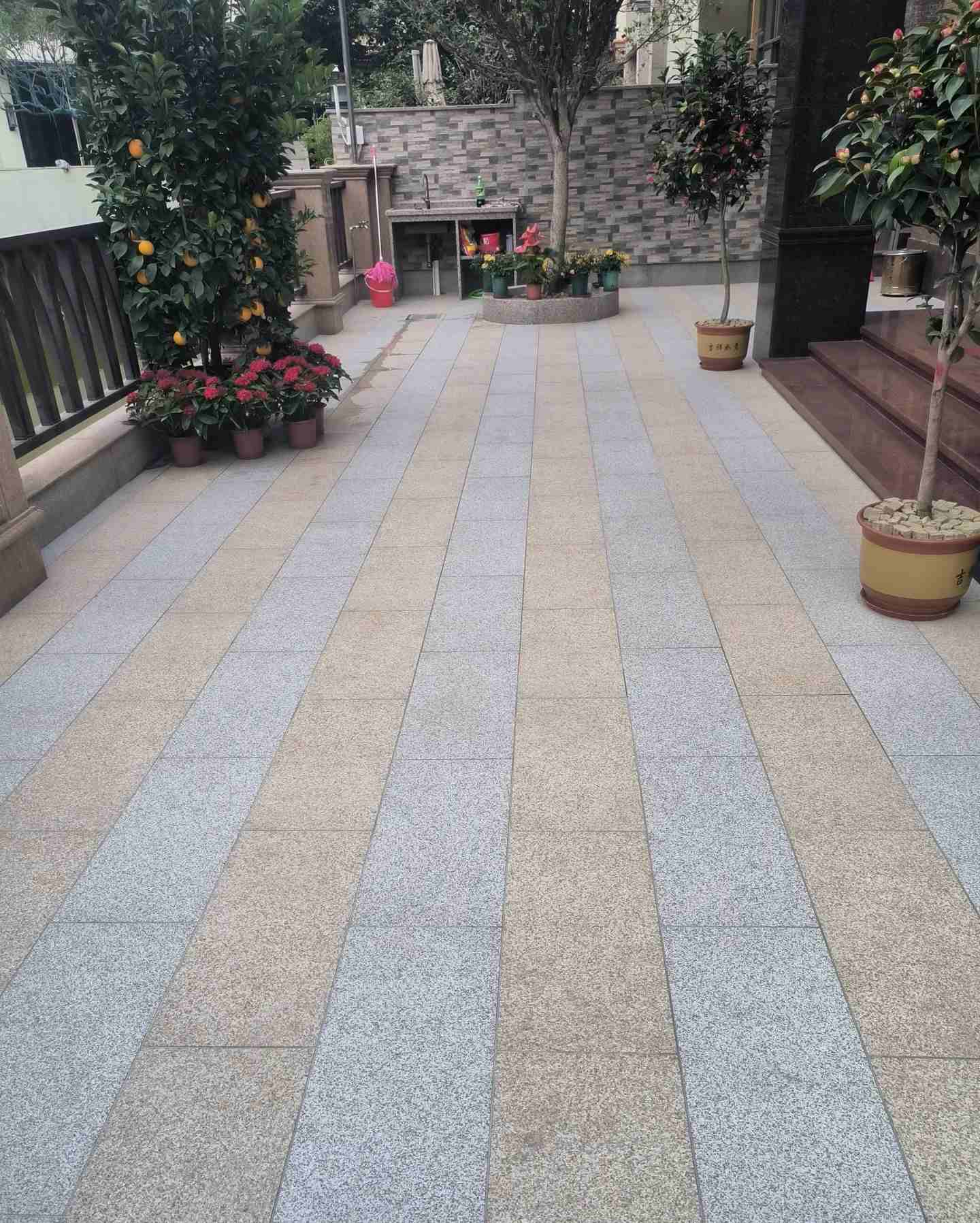 龙岩 黄金麻白麻荔枝面庭院铺装展示