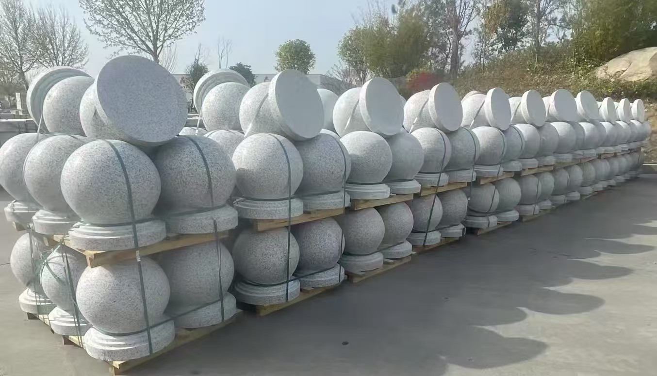 龙岩 白麻花岗岩石材圆球，石球，挡车球，隔离球，景观石球，风水球等